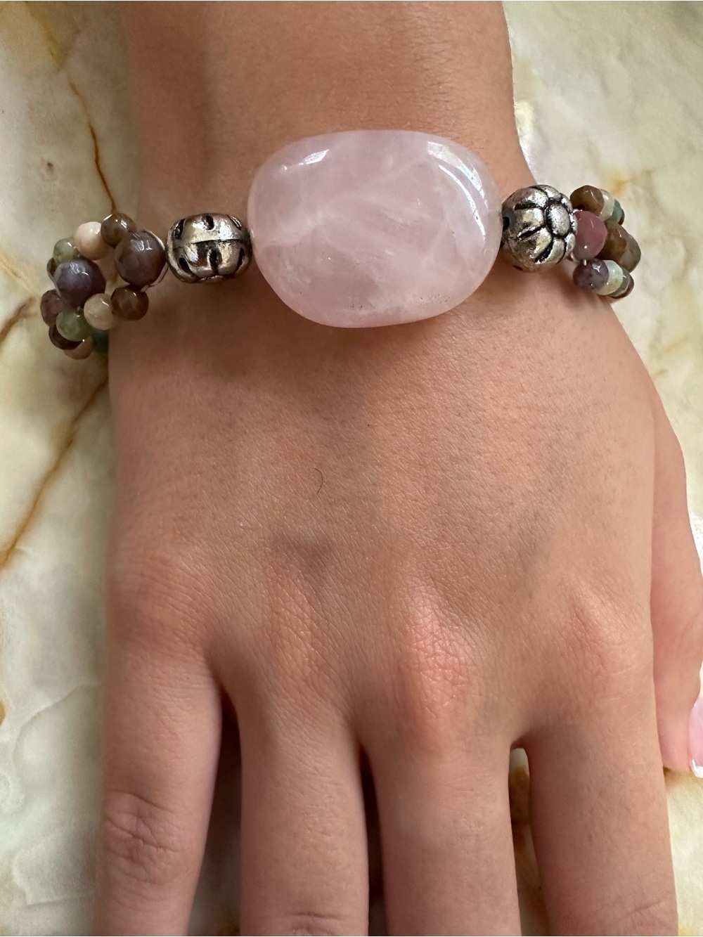 925 sterling silver Jade amethyst Garnet coral Bracelet​